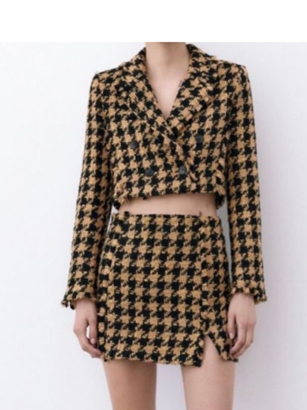 Zara Checkered Tweed Mini Skirt in Black and Tan - XS - Picture 6 of 6